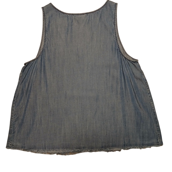 Universal Thread Denim Tank Top With Frayed Hem - Picture 2 of 6